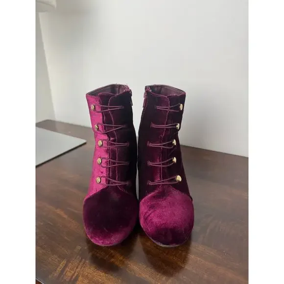 JustFab High Heel Boots, Magenta, Velvet Size US 8.5 - Picture 6 of 13